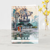 オリエンクールタルヒロシ日本のダ神社アート カード (黄色い花)