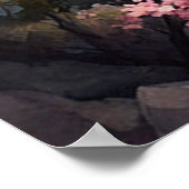 オリエンタルさくらんぼ花咲き水絵を描色の ポスター (角)