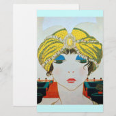 オリエンタルな黄色のターバンを巻いた女性 / 美しさ ファッション 便箋 (正面/裏面)