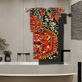 オリエンタルのラグの外観を青&オレンジ バスタオルセット