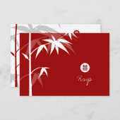 オリエンタルアジア竹シンプルの木中国のの結婚 出欠カード (正面/裏面)