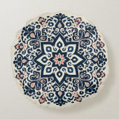 オリエンタルアラベスク威厳のあるモチーフ ラウンドクッション (裏面)