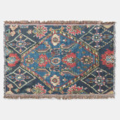 オリエンタルアンティークターキッシュペルシアブルーカーペットラグ スローブランケット (正面)