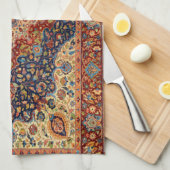 オリエンタルアンティークチュルキスカーペットパターン キッチンタオル (四つ折り)