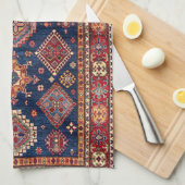 オリエンタルアンティークトゥルキスラグ模様 キッチンタオル (四つ折り)