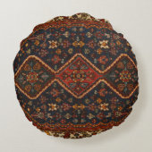 オリエンタルアンティークペルシアターキッシュカーペットラグ ラウンドクッション (裏面)