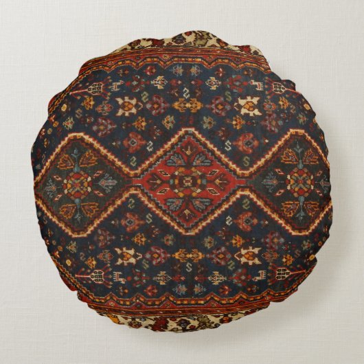 オリエンタルアンティークペルシアターキッシュカーペットラグ ラウンドクッション (裏面)