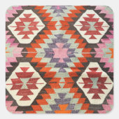 オリエンタルアンティークペルシアターキッシュキリムカーペット スクエアシール (正面)