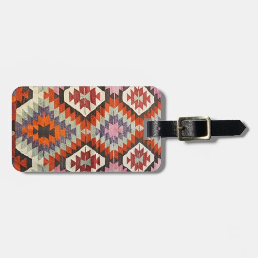 オリエンタルアンティークペルシアターキッシュキリムカーペット ラゲッジタグ (正面横)