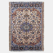 オリエンタルアンティークペルシアターキッシュブルーラグ スローブランケット (正面縦)