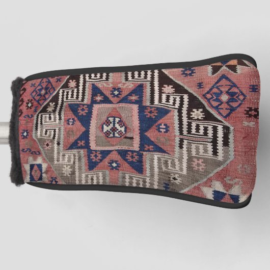 オリエンタルアンティークレッドキリムラグ ゴルフヘッドカバー (正面)