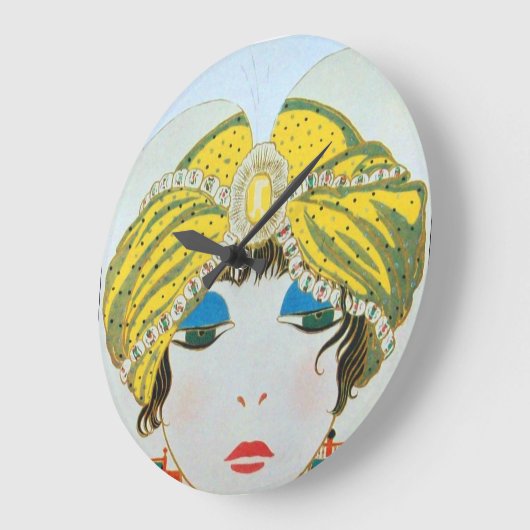 オリエンタルイエローターバンを持つ美しいファッション ラージ壁時計 (傾斜)