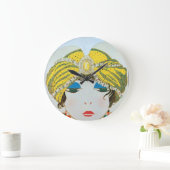 オリエンタルイエローターバンを持つ美しいファッション ラージ壁時計 (ホーム)