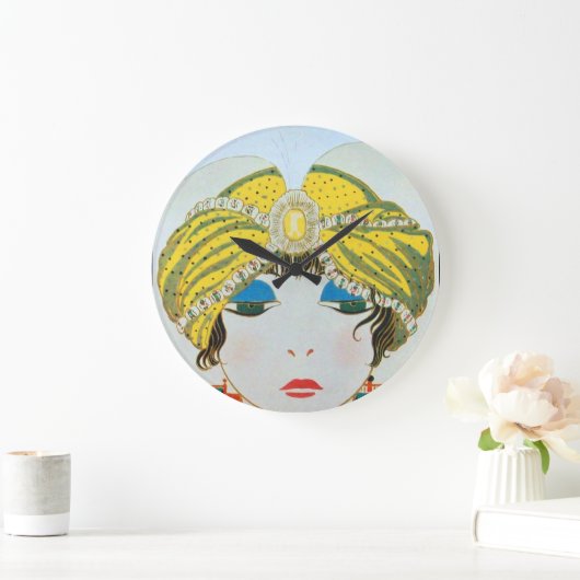 オリエンタルイエローターバンを持つ美しいファッション ラージ壁時計 (ホーム)