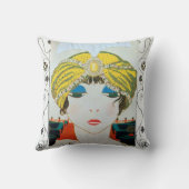 オリエンタルイエローターバン/美しいファッション クッション (裏面)