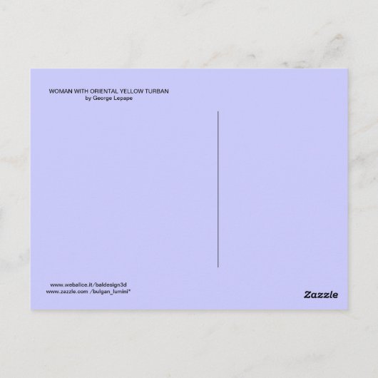 オリエンタルイエローターバン/美しいファッション ポストカード (裏面)