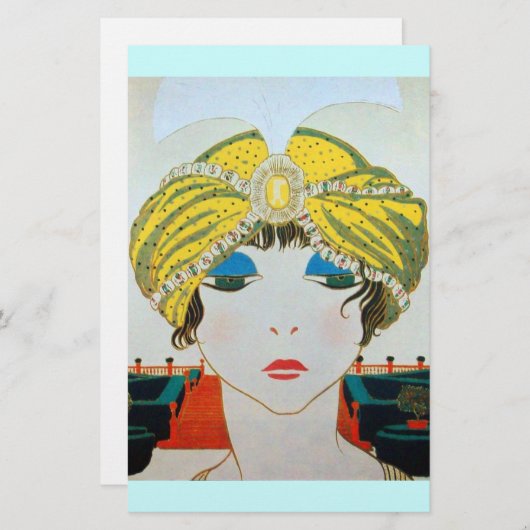 オリエンタルイエローターバン/美しいファッション 便箋 (正面/裏面)