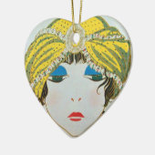 オリエンタルイエローターバン/赤ルビーハート セラミックオーナメント (左)