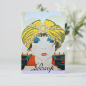 オリエンタルイエローターバンRSVPを持つ女性 出欠カード (スタンド正面)