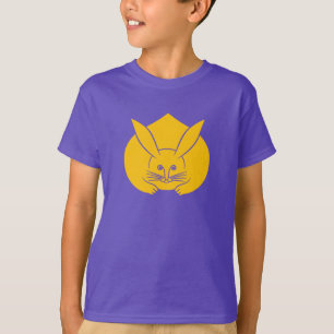 オリエンタルイエローパープル日本うさぎ紋花紋芸術 Tシャツ
