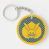 オリエンタルイエローブルージャパンうさぎモンベクターアート キーホルダー (正面)