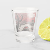 オリエンタルインクブラシスケッチ中国の風景 ショットグラス (裏面)