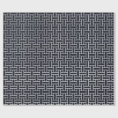 オリエンタルインディゴブルーホワイトジャパン機織パターン ラッピングペーパー (フラット)