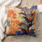 オリエンタルウォーター鮮やかカラーヴィンテージ花アート クッション (ブランケット)