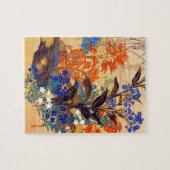 オリエンタルウォーター鮮やかカラーヴィンテージ花アート ジグソーパズル (横)
