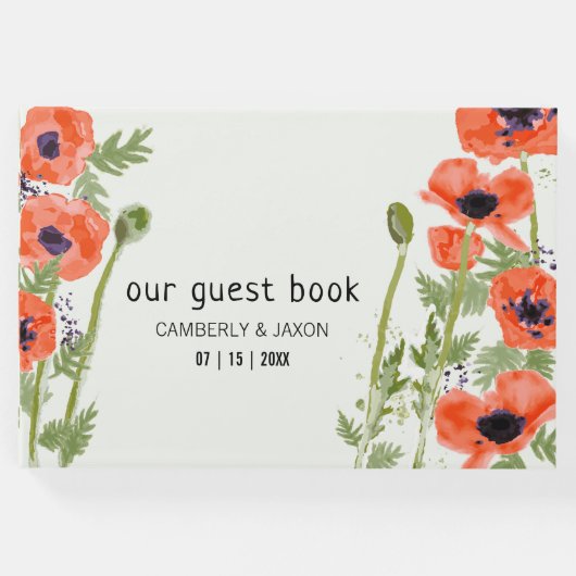 オリエンタルエレガントオレンジのケシの花 ゲストブック (正面)