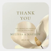 オリエンタルエレガントホワイトマグノリア結婚式の引き出物 スクエアシール (正面)