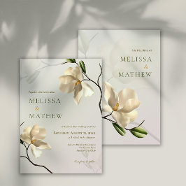 オリエンタルエレガントホワイトマグノリア結婚式招待状 案内状