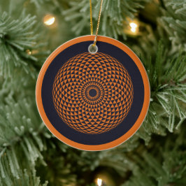 オリエンタルオレンジグレーマンダラジオメトリックベクターアート セラミックオーナメント