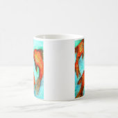 オリエンタルオレンジゴールドフィッシュ水彩オリジナルアート コーヒーマグカップ (中央)