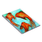 オリエンタルオレンジゴールドフィッシュ水彩オリジナルアート ノートブック (右側)