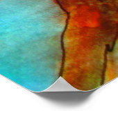 オリエンタルオレンジゴールドフィッシュ水彩オリジナルアート ポスター (角)