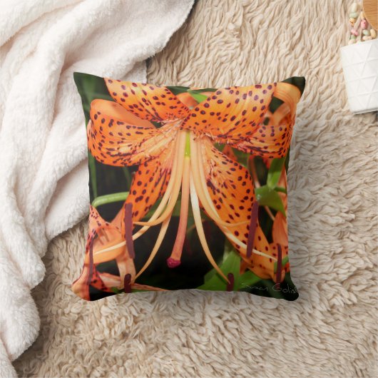 オリエンタルオレンジタイガーリリリピロー クッション (ブランケット)