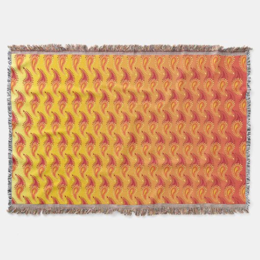 オリエンタルオレンジツイン炎ペルシアペイズリー模様 スローブランケット (正面)