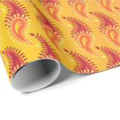 オリエンタルオレンジツイン炎ペルシアペイズリー模様 ラッピングペーパー (ロールコーナー)