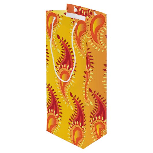 オリエンタルオレンジツイン炎ペルシアペイズリー模様 ワインギフトバッグ (裏面アングル)