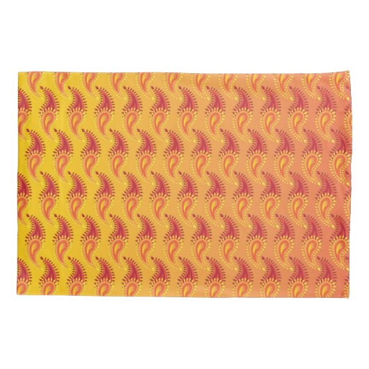 オリエンタルオレンジツイン炎ペルシアペイズリー模様 枕カバー (裏面)