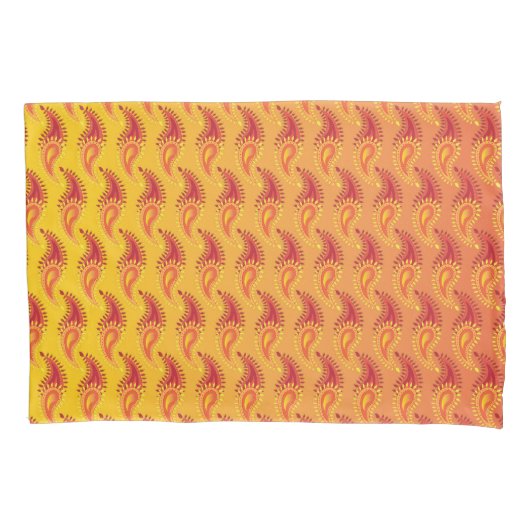 オリエンタルオレンジツイン炎ペルシアペイズリー模様 枕カバー (正面)