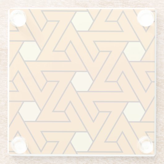 オリエンタルオレンジベージュトライアングルらせん状エジプト ガラスコースター (裏面)