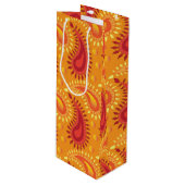 オリエンタルオレンジペルシアペイズリー模様 ワインギフトバッグ (正面アングル)