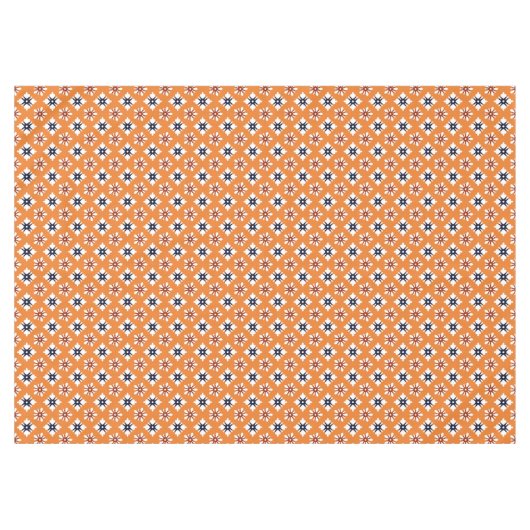 オリエンタルオレンジホワイトレッド片染花パターン テーブルクロス (正面(横))