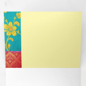 オリエンタルカラフルグリーンレッド – 招待状カード 三つ折り招待状 (内部最初)