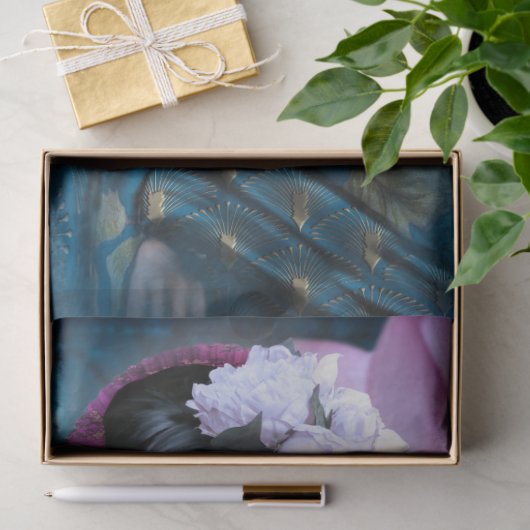 オリエンタルガールロータス&ゲイシャポートレートアート 薄葉紙 (ギフト)