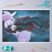 オリエンタルガールロータス&ゲイシャポートレートアート 薄葉紙 (クラフト)