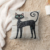 オリエンタルキャットキリム枕：白黒の動物 クッション (ブランケット)