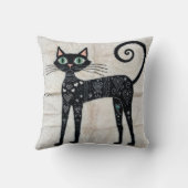 オリエンタルキャットキリム枕：白黒の動物 クッション (裏面)